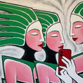 Photo of a Contemporary figurative Artwork Painting of women with iPhone  by Forlenza in Woodstock, New York, ARTWORK painting, acrylic on canvas by Dan Forlenza in Woodstock, New York