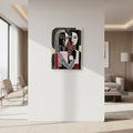 Abstract artwork on a white wall
