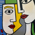 Abstract artwork with geometric shapes and colors