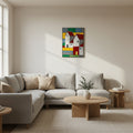 Abstract geometric painting on a plain wall