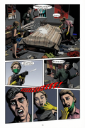 Comic book page with action scenes and character reactions